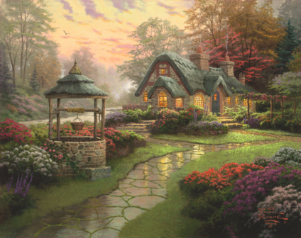 Huis met bron (Thomas Kinkade) - Puzzel (1000)