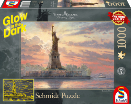 Glow in the Dark: Vrijheidsbeeld in de avondschemering (Thomas Kinkade) - Puzzel (1000)