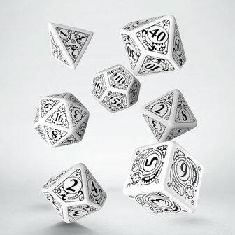 Steampunk Dice Set White &amp; Black (7)