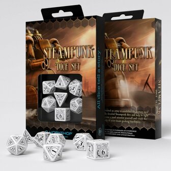 Steampunk Dice Set White &amp; Black (7)