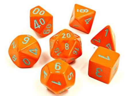 Heavy Orange/Turquoise Polydice (7)