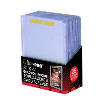 Ultra Pro Toploader &amp; Card Sleeves: 3&quot; x 4&quot; Gold Foil Rookie (25)