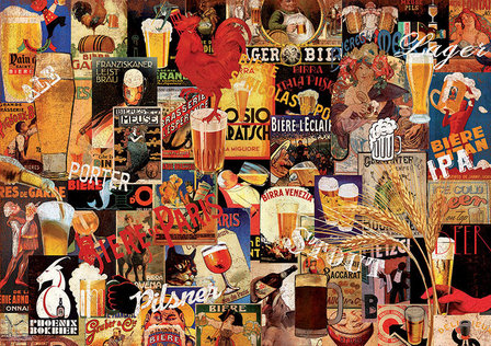 Vintage Beer Collage - Puzzel (1000)