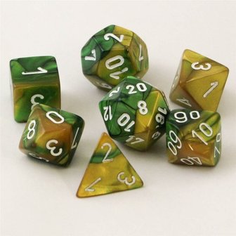 Gemini Gold-Green/White Polydice (7)