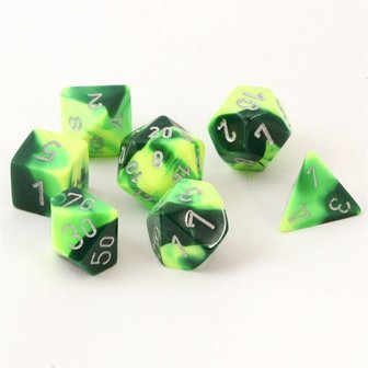 Gemini Green-Yellow/Silver Polydice (7)