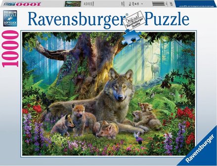 Familie wolf in het bos - Puzzel (1000)