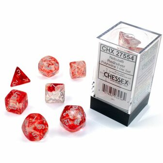 Dobbelstenen Red/Silver Polydice (7 stuks)