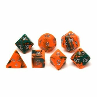 Dobbelstenen Toxic Oranje/Groen (7 stuks)