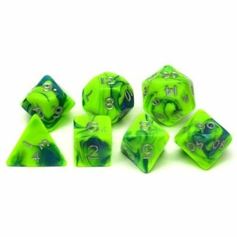 Dobbelstenen Toxic Groen/Blauw (7 stuks)