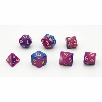 Dobbelstenen Roze/Blauw Polydice (7 stuks)