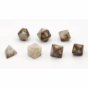 Dobbelstenen Stardust Zwart/Wit Polydice (7 stuks)