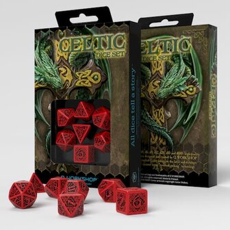 Celtic 3D Dobbelstenen Set Rood &amp; Zwart (7)