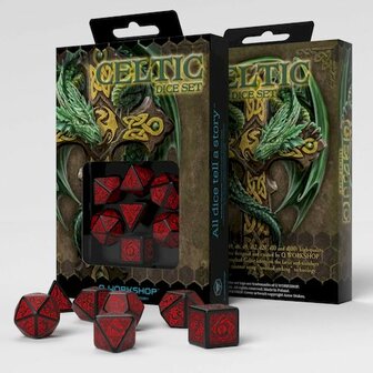 Celtic 3D Dobbelstenen Set Zwart &amp; Rood (7)