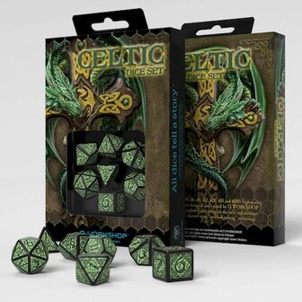 Celtic 3D Dobbelstenen Set Zwart &amp; Groen (7)