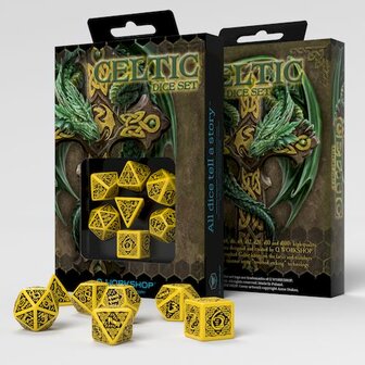 Celtic 3D Dobbelstenen Set Geel &amp; Zwart (7)