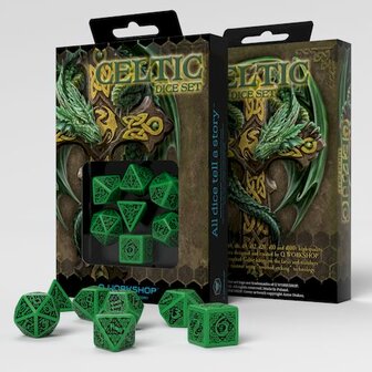 Celtic Dobbelstenen Set Groen &amp; Zwart (7)