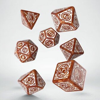 Steampunk Clockwork Dice Set Caramel &amp; White (7)