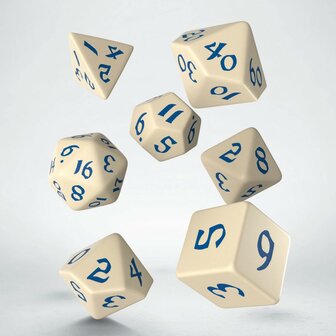 Classic Runic Dice Set Beige &amp; Blue (7)