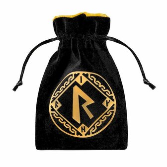 Runic Black &amp; Golden Velour Dice Bag 