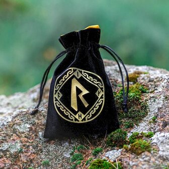 Runic Black &amp; Golden Velour Dice Bag 