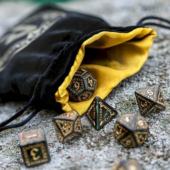 Runic Black &amp; Golden Velour Dice Bag 