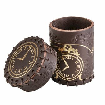 Steampunk Brown &amp; Golden Leather Dice Cup