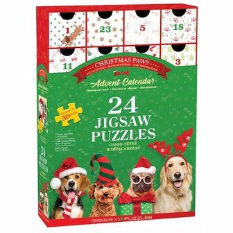 Adventskalender met puzzels: Christmas Paws - honden