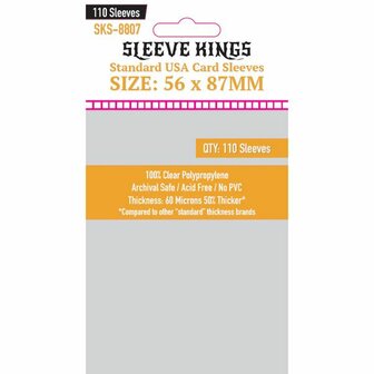 Standard USA Card Sleeves 8807 (56x87mm) | Sleeve Kings | 110 Pack