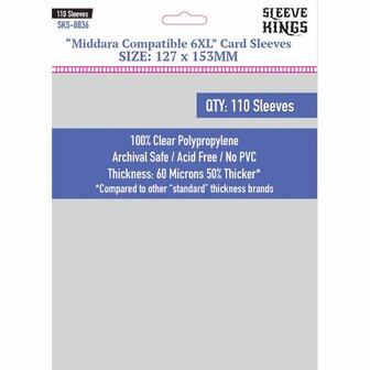 Middara Compatible 6XL Card Sleeves 8836 (127x153mm) | Sleeve Kings | 110 Pack