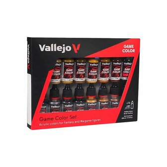 Vallejo Game Color Leather &amp; Metal Set &ndash; 16 Kleuren Acrylverf voor Miniaturen