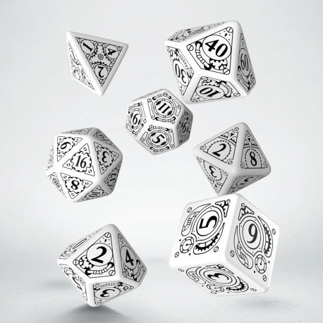 Steampunk Dice Set White & Black (7)