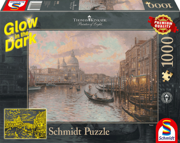 Glow in the Dark: In de straten van Venetië (Thomas Kinkade) - Puzzel (1000)