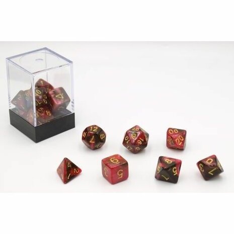 Dobbelstenen Rood/Zwart Polydice (7 stuks)