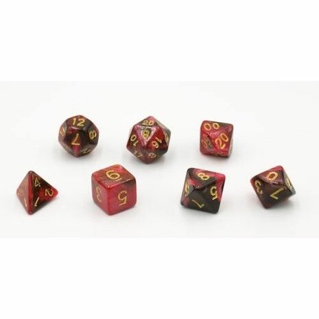 Dobbelstenen Rood/Zwart Polydice (7 stuks)