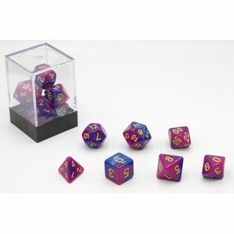 Dobbelstenen Roze/Blauw Polydice (7 stuks)