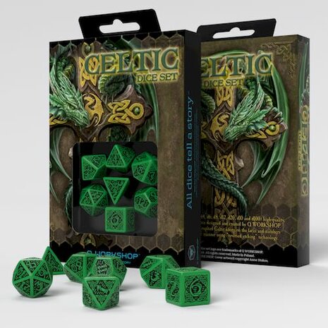 Celtic Dobbelstenen Set Groen & Zwart (7)