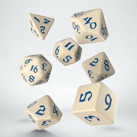 Classic Runic Dice Set Beige & Blue (7)