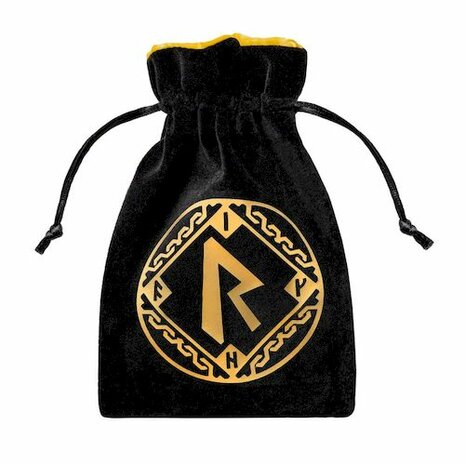 Runic Black & Golden Velour Dice Bag 