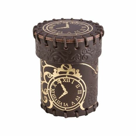 Steampunk Brown & Golden Leather Dice Cup