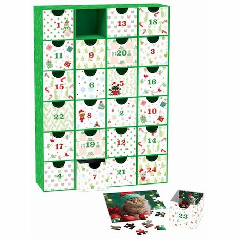 Adventskalender met puzzels: Christmas Whiskers - kerst katten