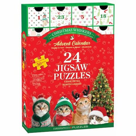 Adventskalender met puzzels: Christmas Whiskers - kerst katten