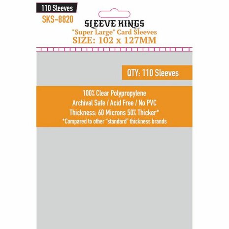 Super Large Card Sleeves 8820 (102x127mm) | Sleeve Kings | 110 Pack