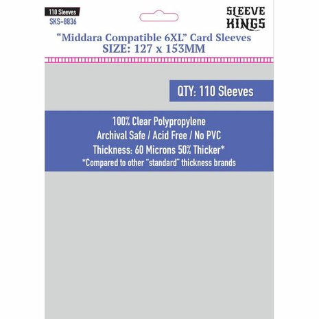 Middara Compatible 6XL Card Sleeves 8836 (127x153mm) | Sleeve Kings | 110 Pack