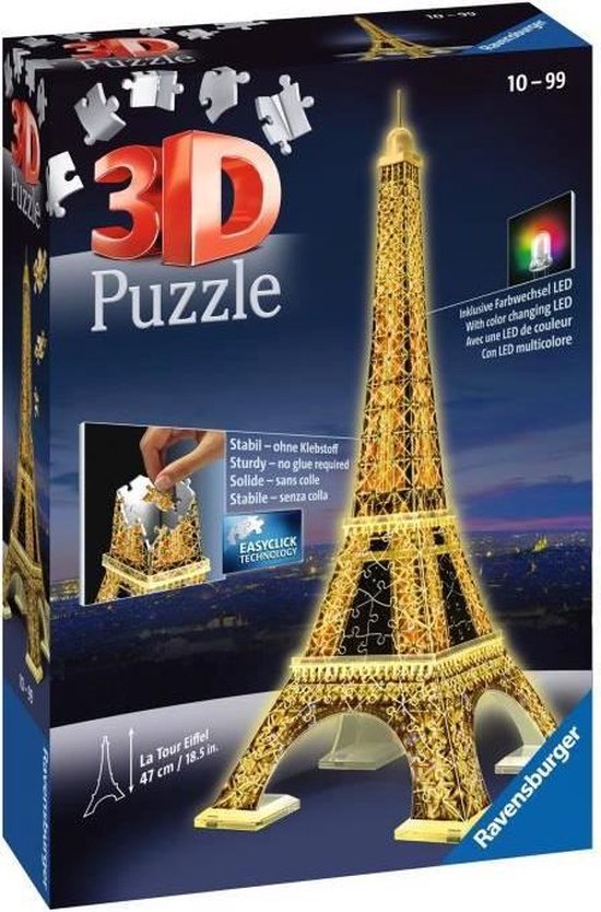 uitspraak Structureel Voorafgaan La Tour Eiffel night edition - 3D Puzzel (226) - Spelhuis