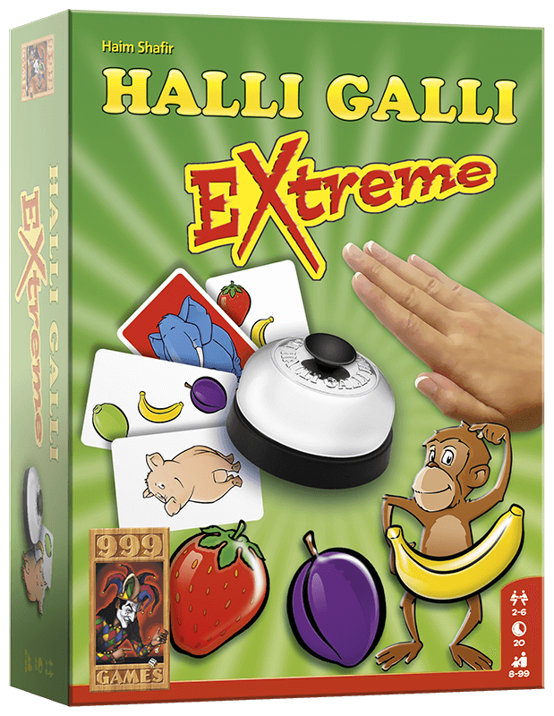 HALLI GALLI EXTREME CARD GAME, 999 Games, Bell Animal Fruit Cards